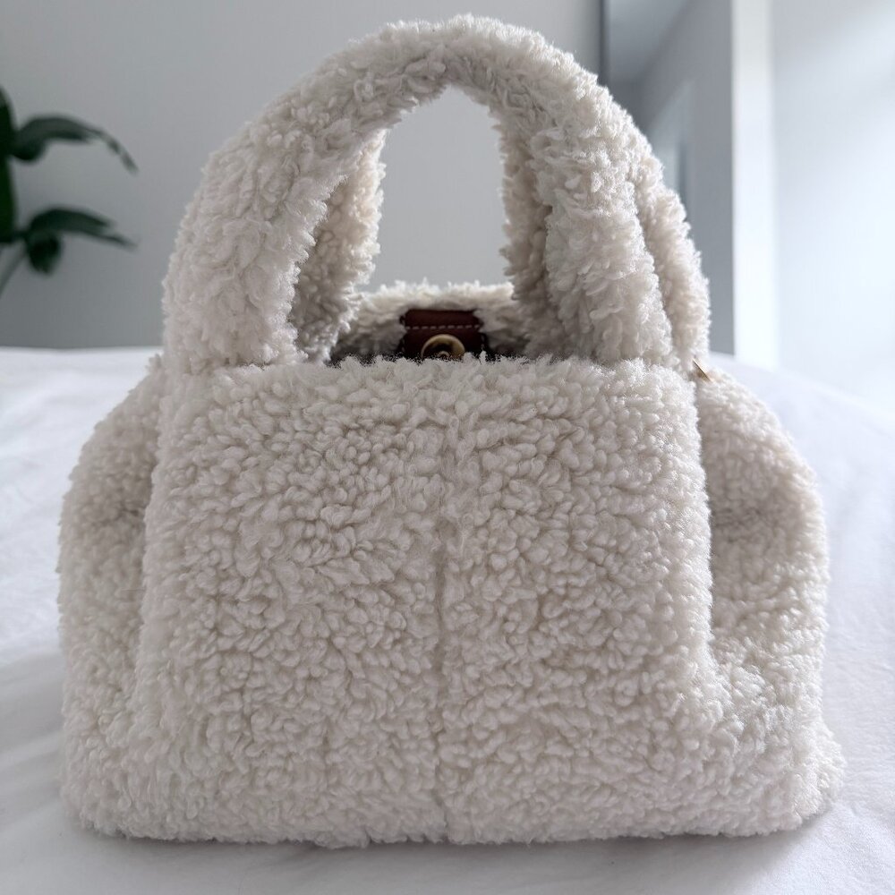 Polene Numero Neuf Mini Sherpa Bag in Ecru